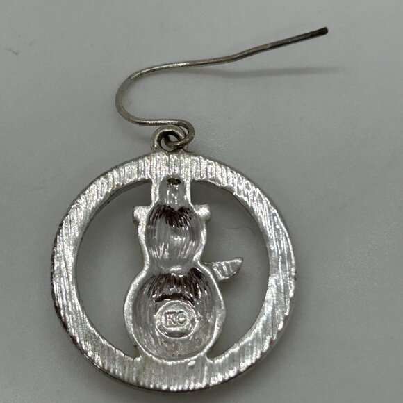 Vintage Kenneth Cole Snowman Earrings Pierced Silver-Tone Holiday Rhinestones - Picture 15 of 16